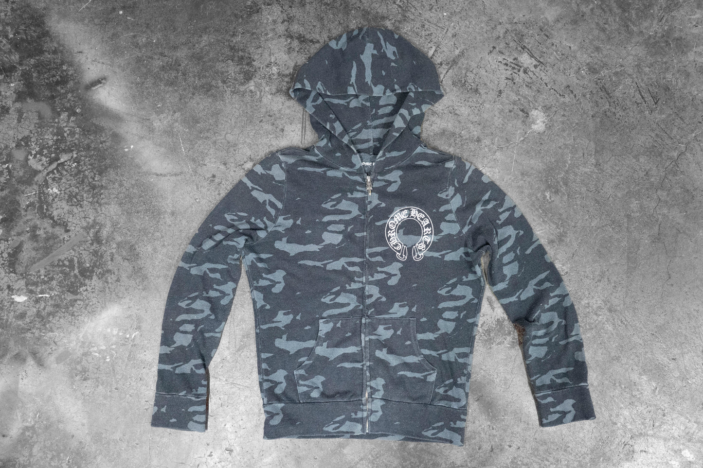 Chrome Hearts Grey Camo White Logo Print Hoodie