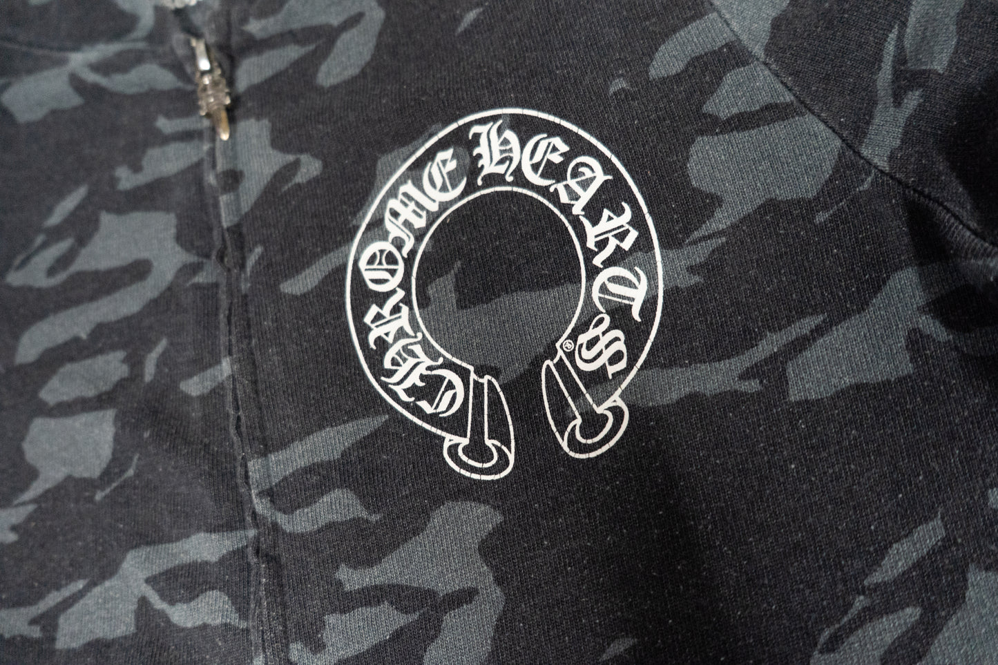 Chrome Hearts Grey Camo White Logo Print Hoodie