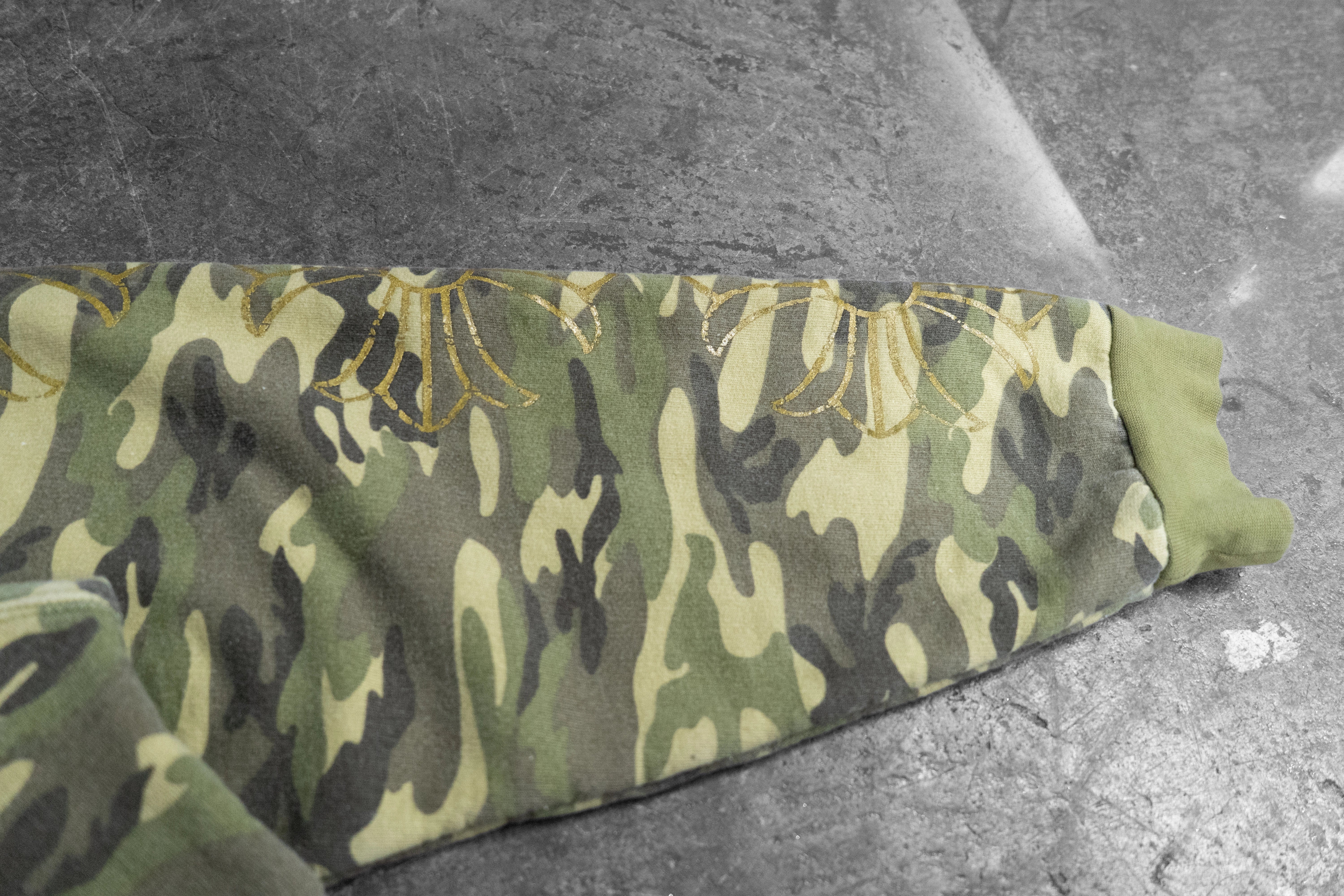 CHROME HEARTS — CAMO ZIP-UP HOODIE WITH GOLD HORSESHOE LOGO