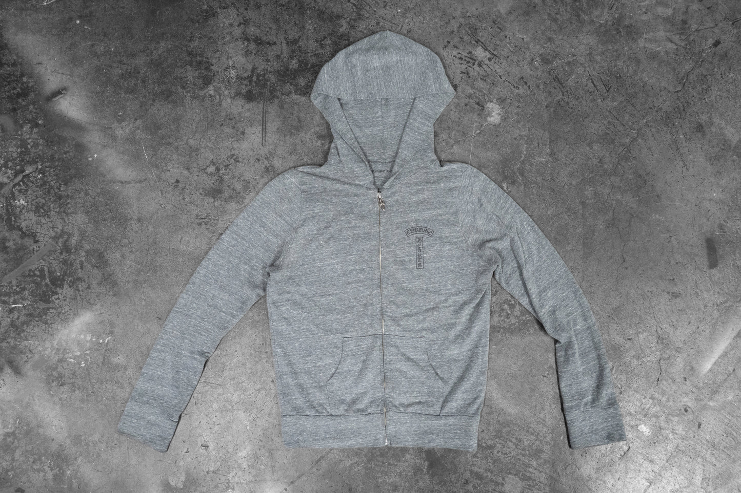 Chrome Hearts Heather Grey Light Weight Zip up Matty Boy Darlin Print Logo Hoodie