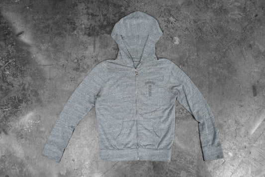 Chrome Hearts Heather Grey Light Weight Zip up Matty Boy Darlin Print Logo Hoodie