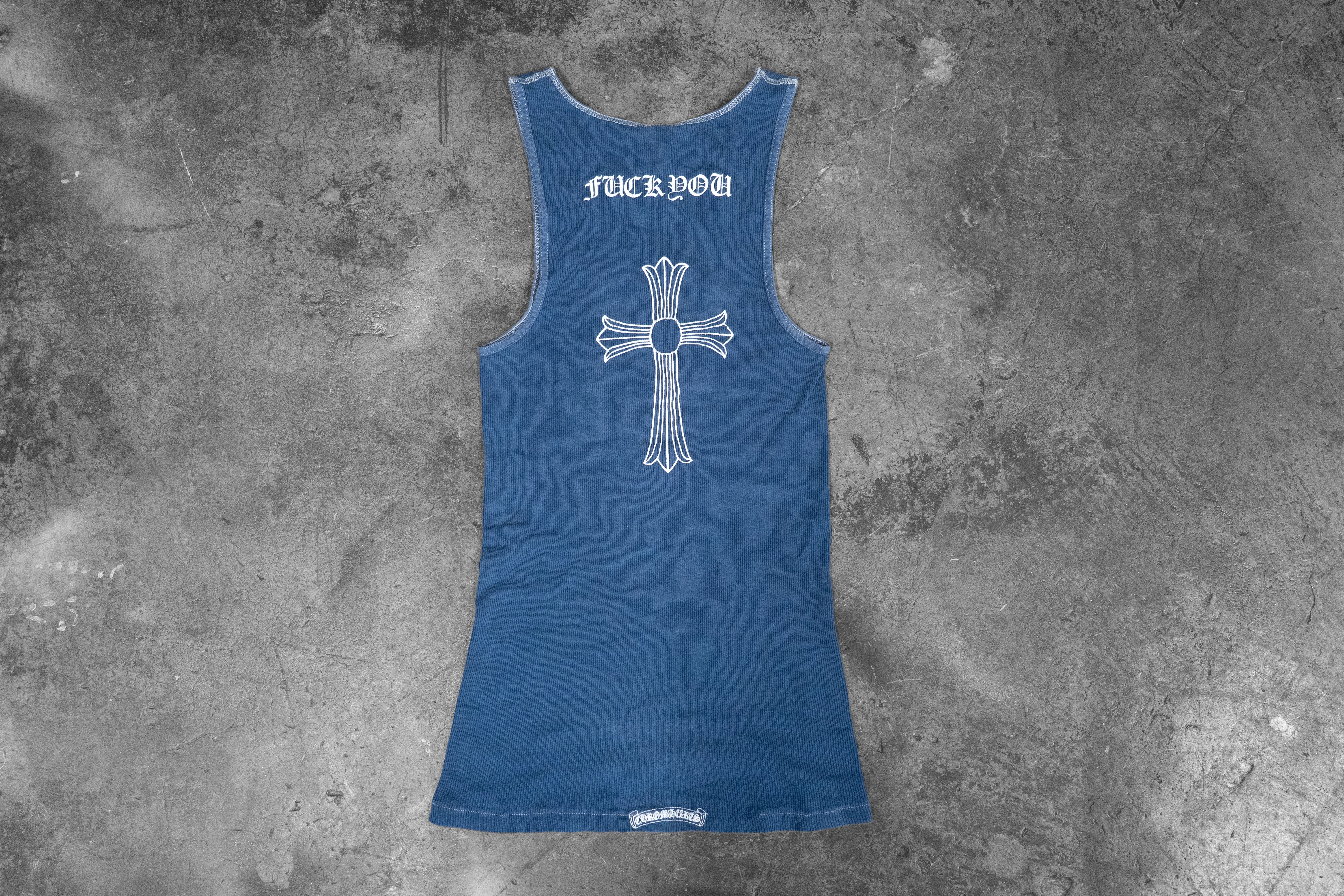 CHROME HEARTS — NAVY LOGO PRINT TANK TOP