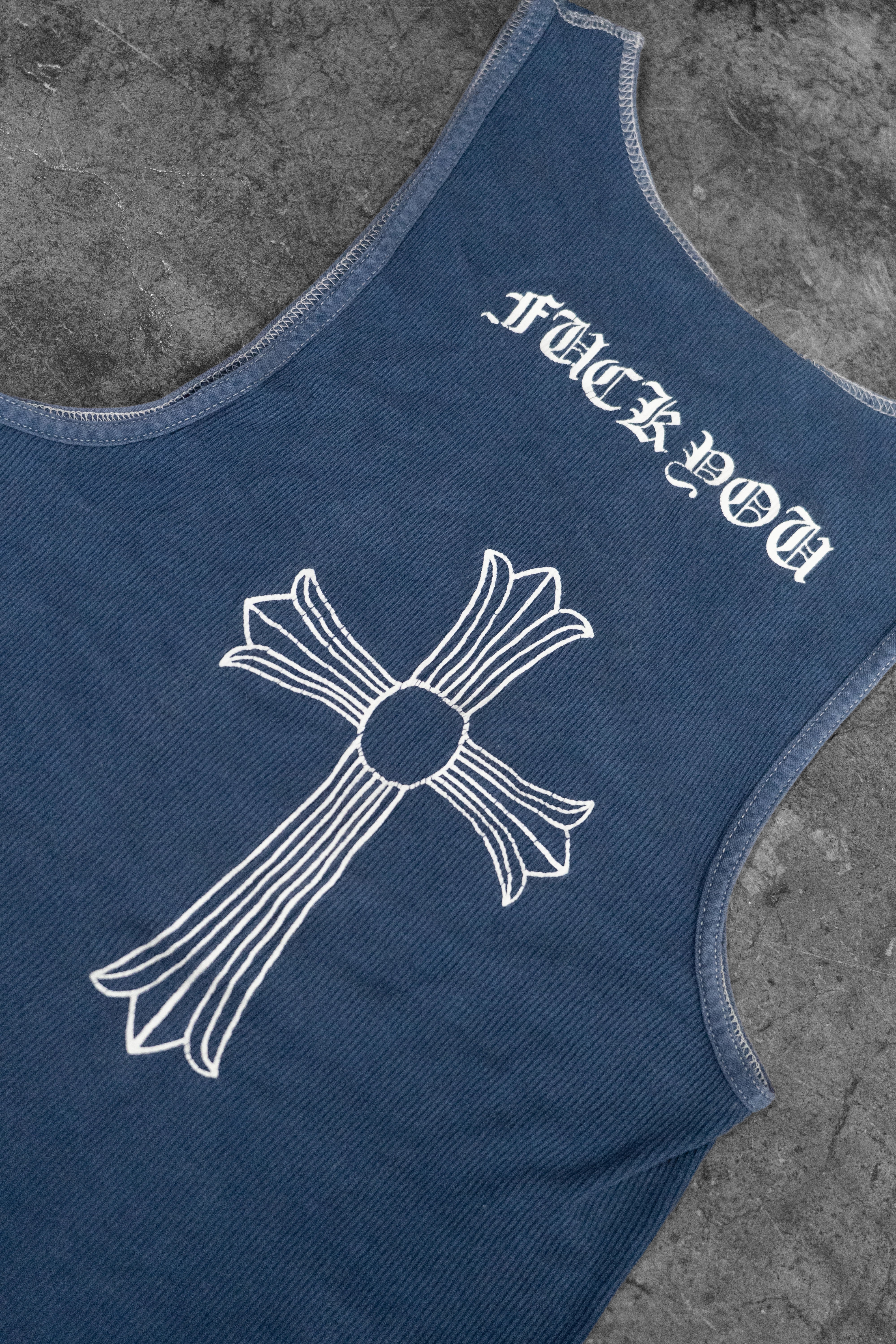 CHROME HEARTS — NAVY LOGO PRINT TANK TOP