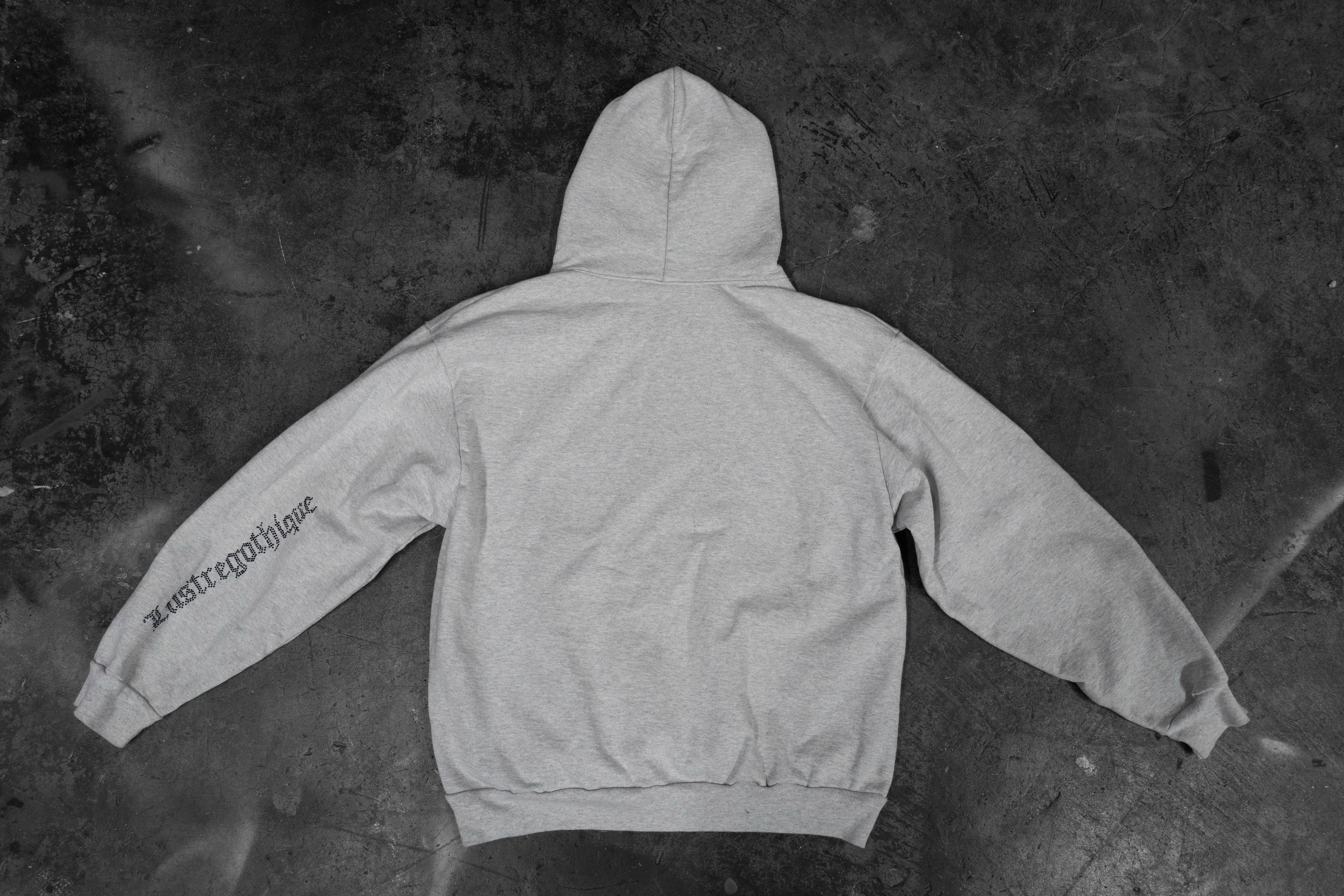 LUSTREGOTHIQUE — GREY HOODIE WITH FRACTURED GRAPHIC