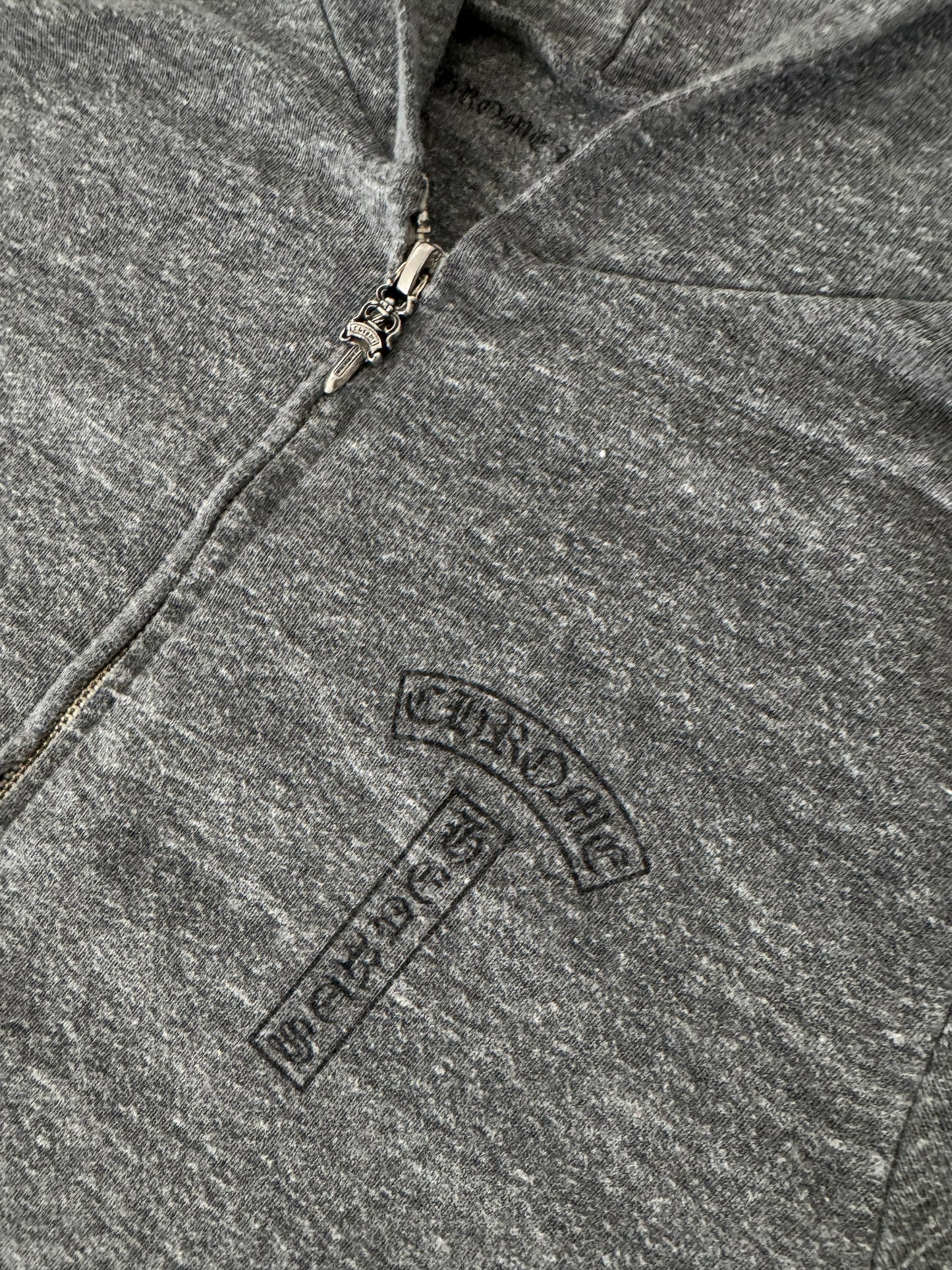 Chrome Hearts Heather Grey Light Weight Zip up Matty Boy Darlin Print Logo Hoodie