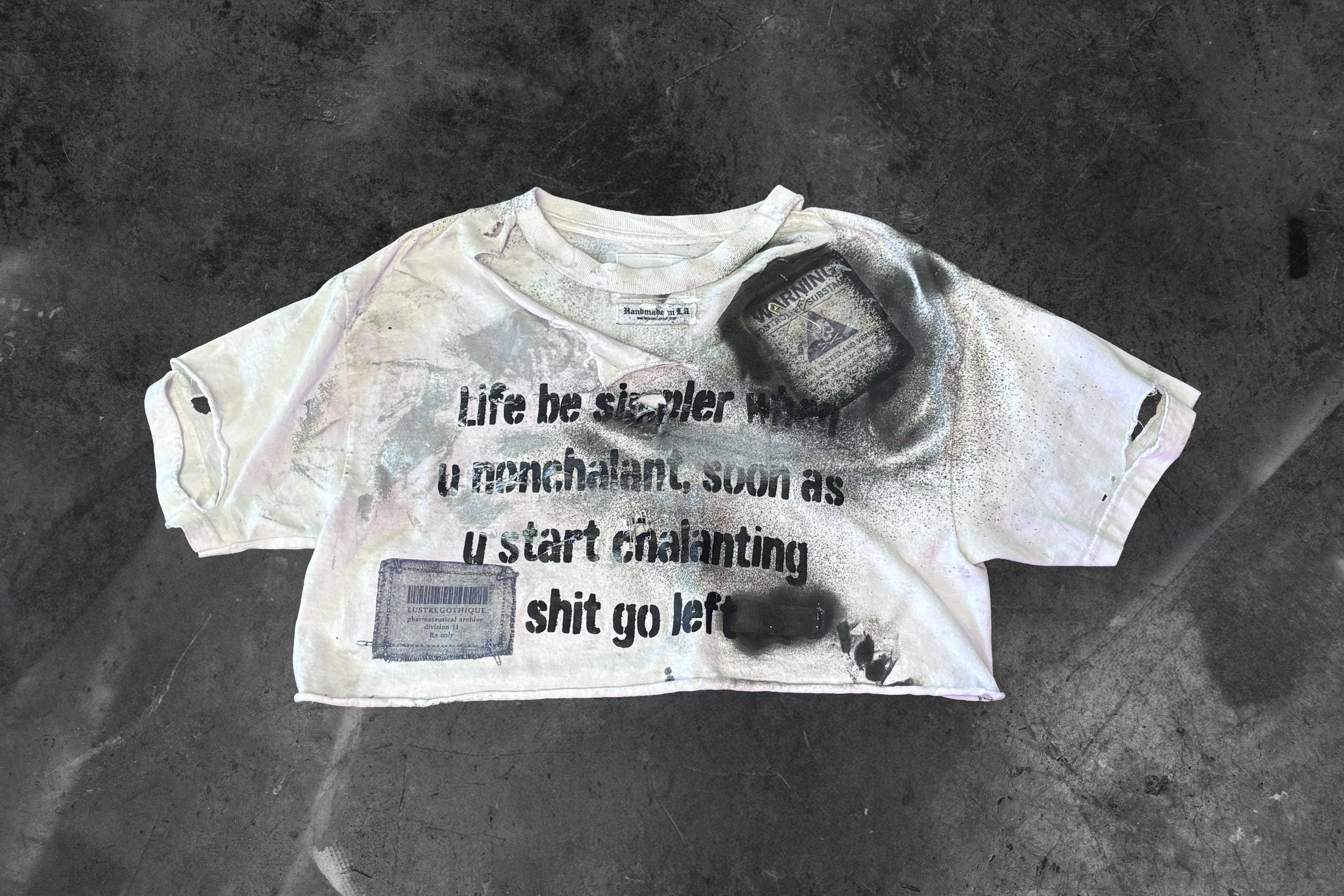 LUSTREGOTHIQUE — GRAPHIC DISTRESSED CROPPED T-SHIRT 1/1