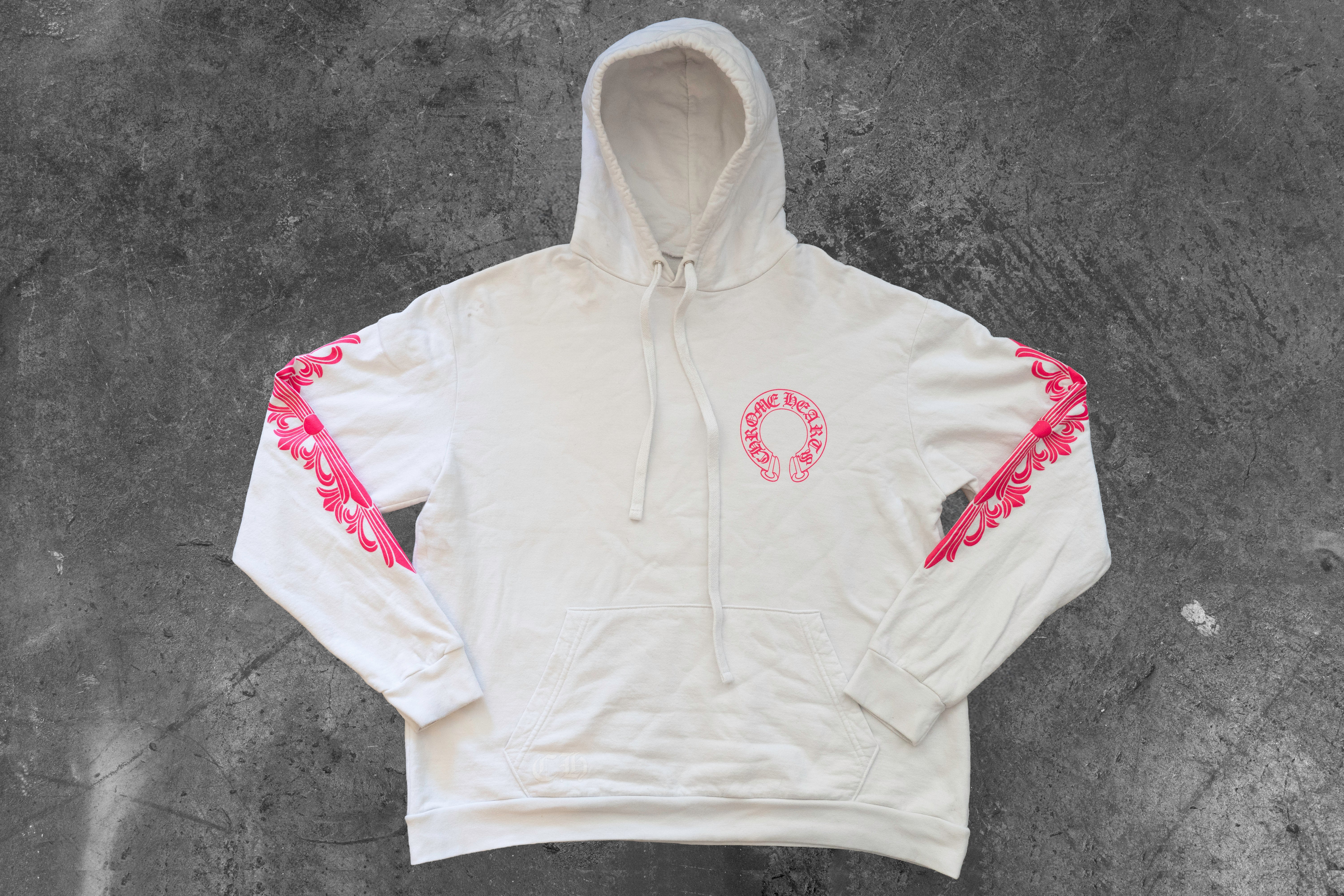 CHROME HEARTS — WHITE HORSESHOE PULLOVER HOODIE (PINK)
