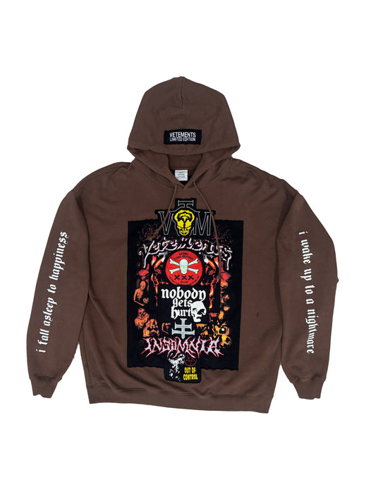 VETEMENTS Brown Embroidered Detail Hoodie