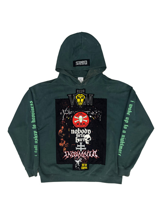 VETEMENTS Green Embroidered Detail Hoodie